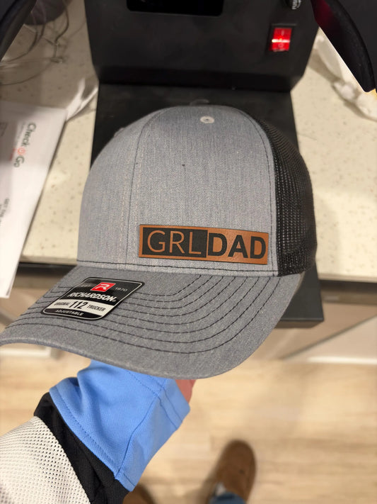 Girl Dad Leather Patch Hat | Father's Day Gift for Dads of Daughters | Richardson 112 Trucker Cap | Dad Hat for Proud Girl Dads