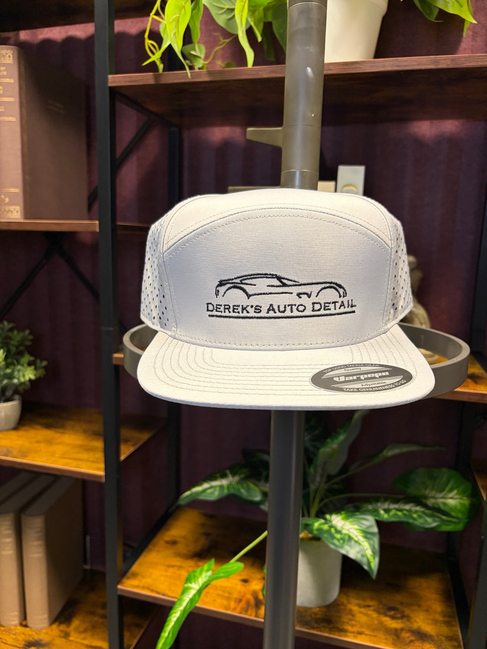 Custom embroidered hat for Derek’s Auto Detail, made by Rocko’s