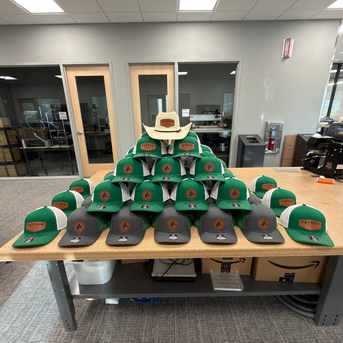Custom hats for Payson Onion Days, including a cowboy hat for the mayor